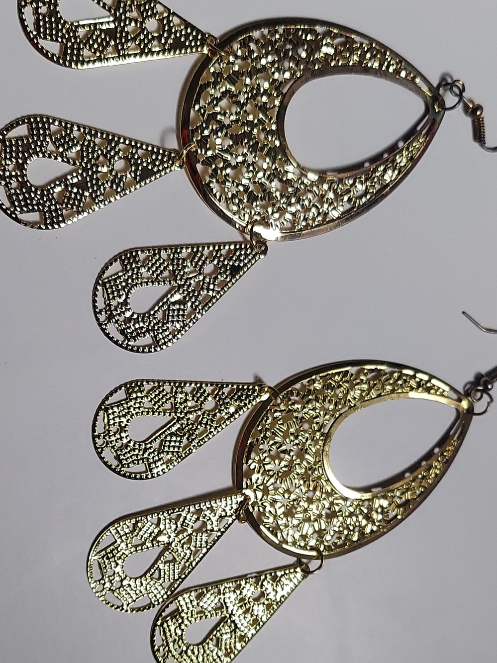 Gold Filigree Teardrop Dangle Earrings - Women Jewelry